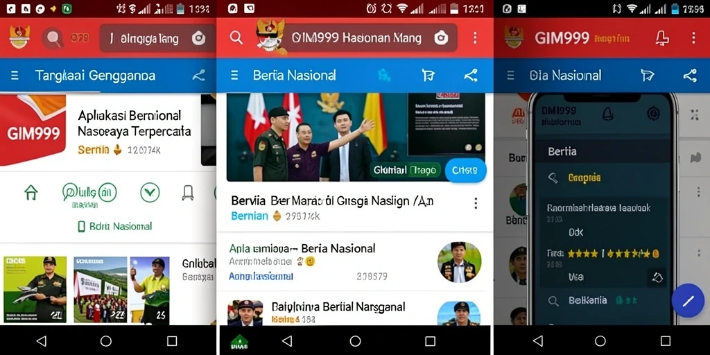 Tampilan antarmuka GIM999 dengan berita nasional terupdate.