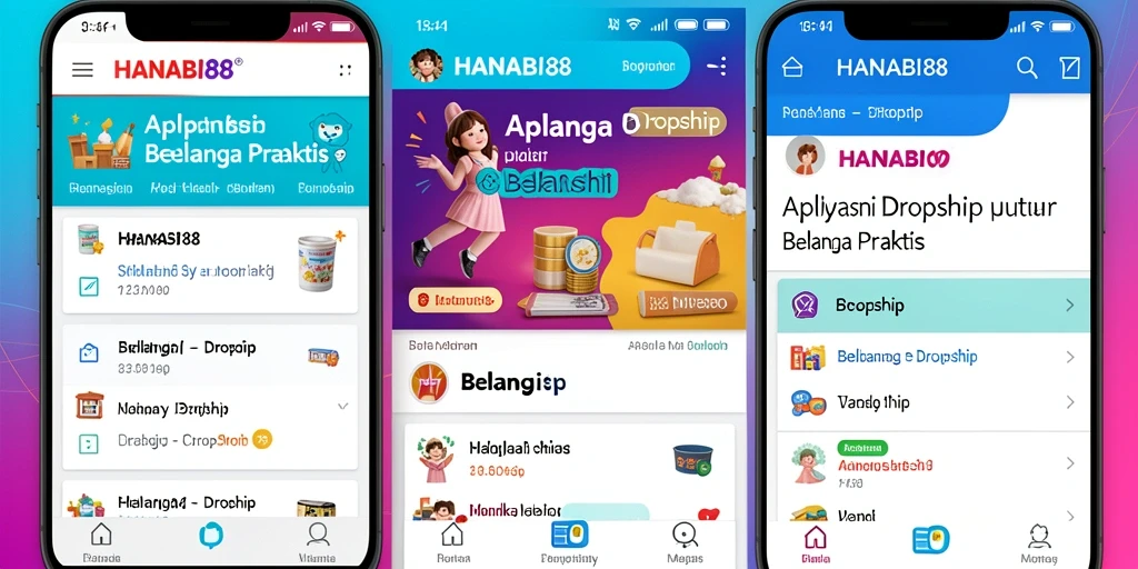 Tampilan antarmuka aplikasi HANABI88 untuk fungsi Dropship yang mudah digunakan.