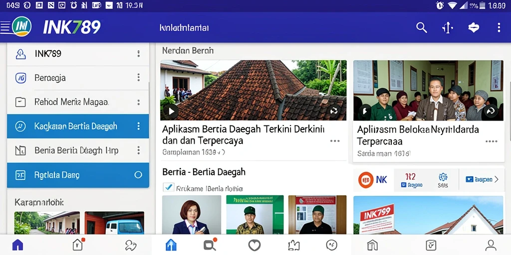 Antarmuka aplikasi INK789 menampilkan berita daerah dengan cara yang menarik.