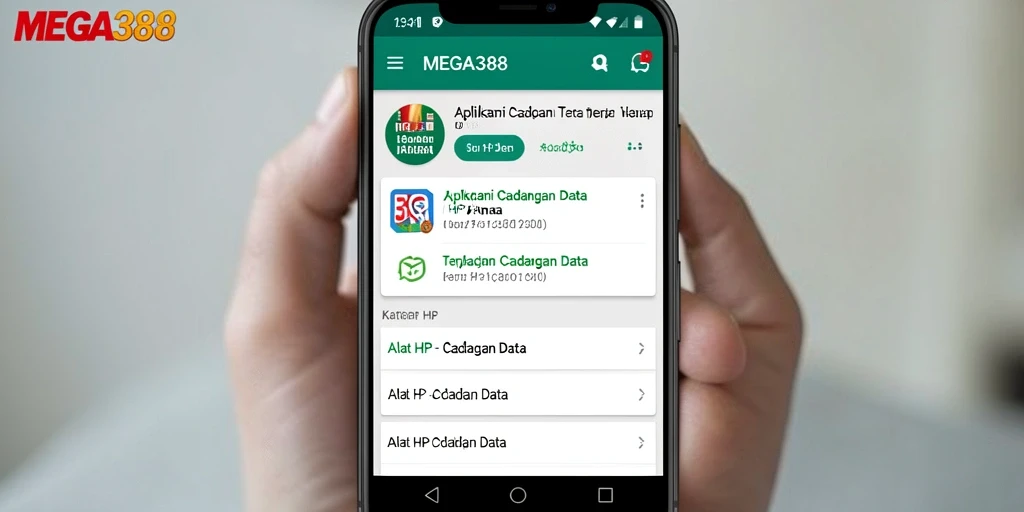 Tampilan antarmuka MEGA388 untuk fungsi cadangan data yang praktis.