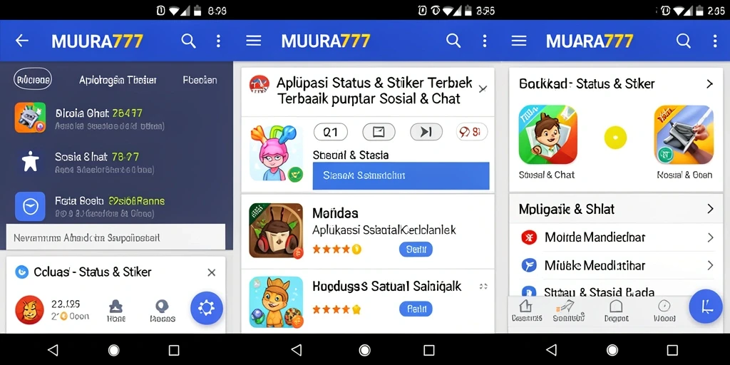 Tampilan antarmuka MUARA777 yang menarik untuk Status & Stiker.