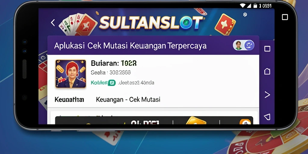 Antarmuka SULTANSLOT untuk cek mutasi keuangan yang informatif.
